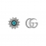GUCCI GG MARMONT 雙G 花朵造型 耳環 藍色托帕石 925純銀 古馳